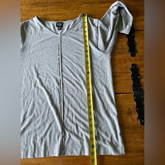 Eileen Fisher Tunic Shirt Top Petite Small SP Gray V-neck Front Seam - Picture 7 of 8